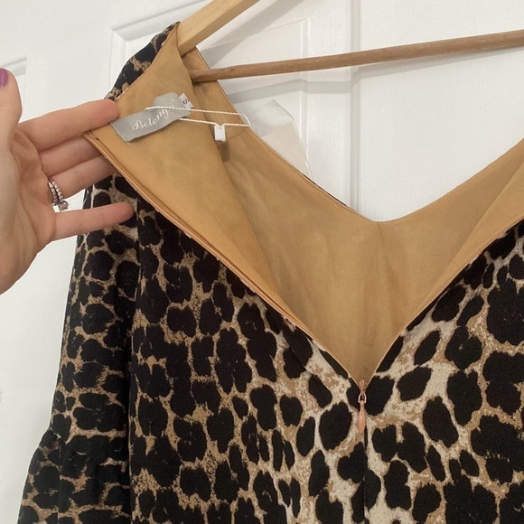 Belongsci NWT animal print shift dress with plumage sleeves. - Picture 6 of 12